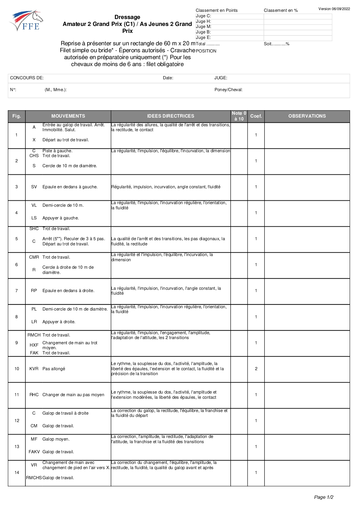 reprise dressage Amateur 2 page 1
