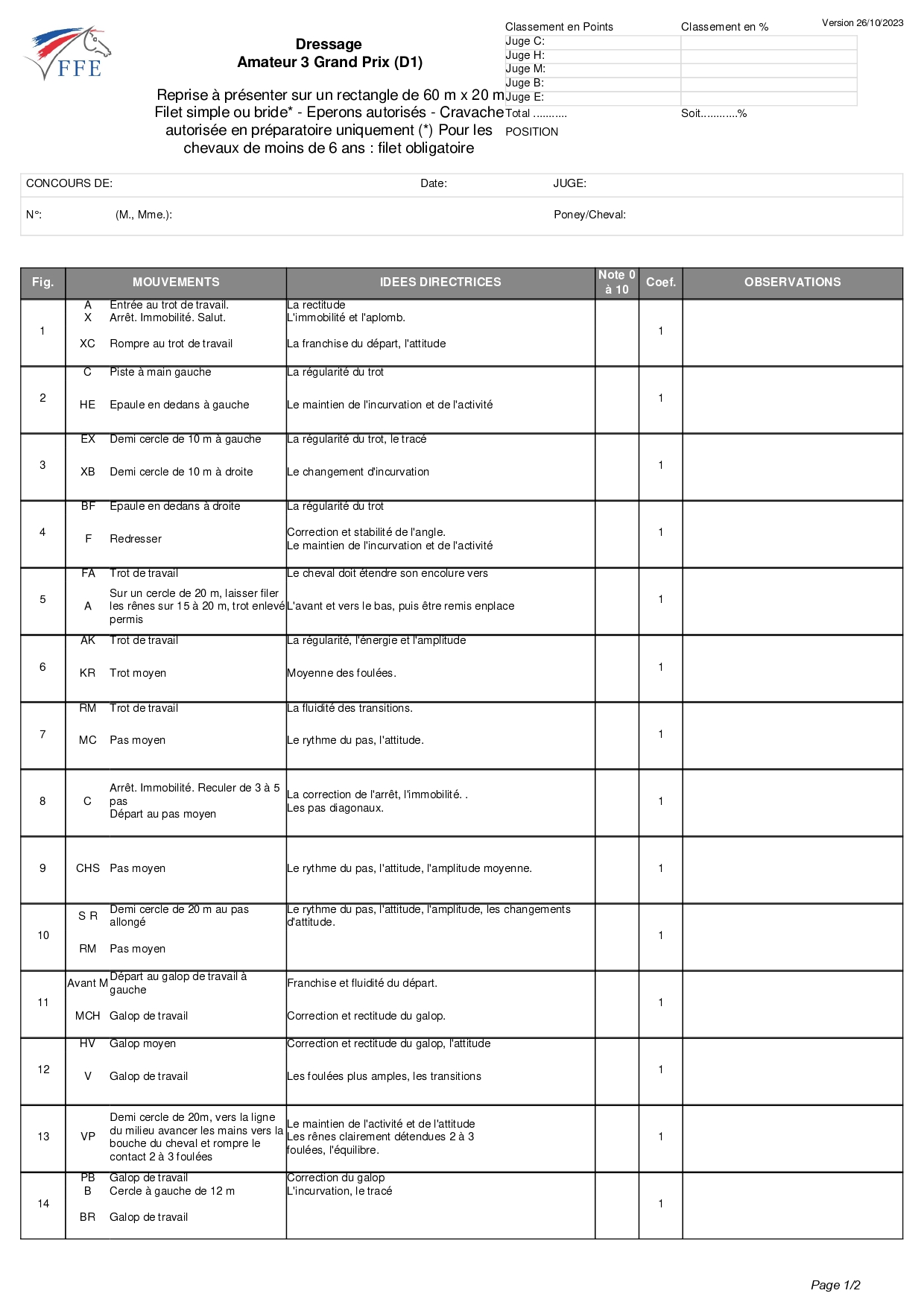 reprise dressage Amateur 3 page 1
